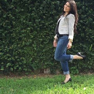 Striped cream and black blazer